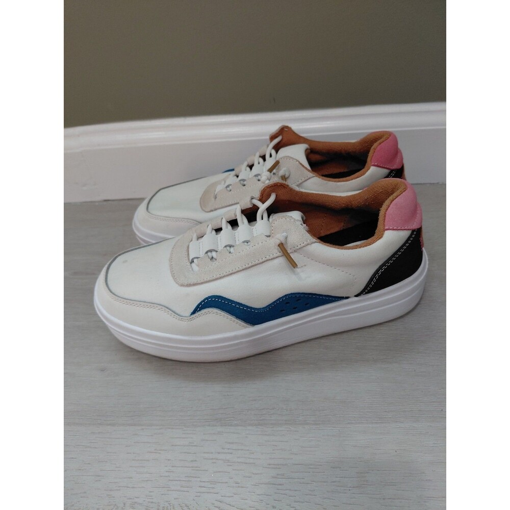 Hey Dude Hudson Color Block White Blue Pink Sneakers Women Size 7W